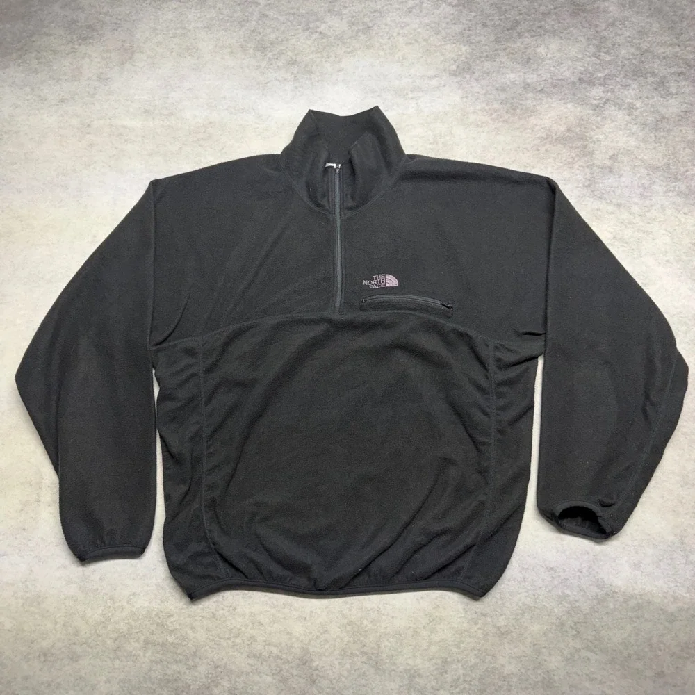 The North Face TKA 100 1/4 Zip Fleece Mens Large Black Lightweight Pullover